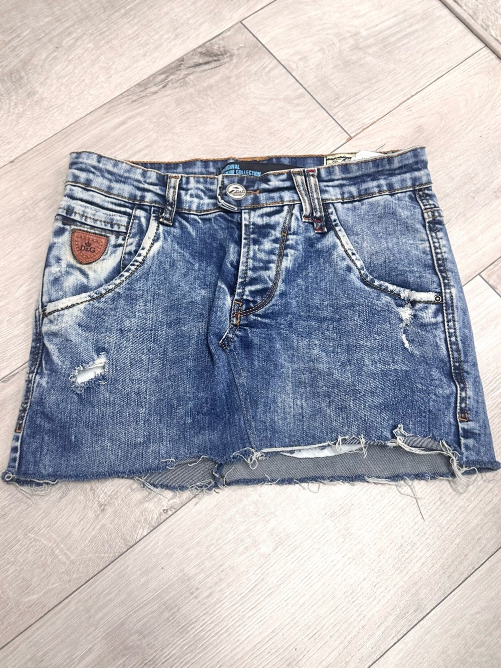 Dolce & Gabbana Distressed Denim Mini Skirt - Blue